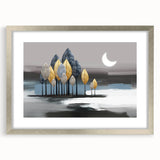 Framed abstract wall art showcasing vibrant strokes and lines in a silver mat frame, perfect for modern home decor and artistic ambiance.