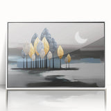 Framed abstract wall art featuring colorful strokes and lines in a modern design, set against a white background for contemporary decor.