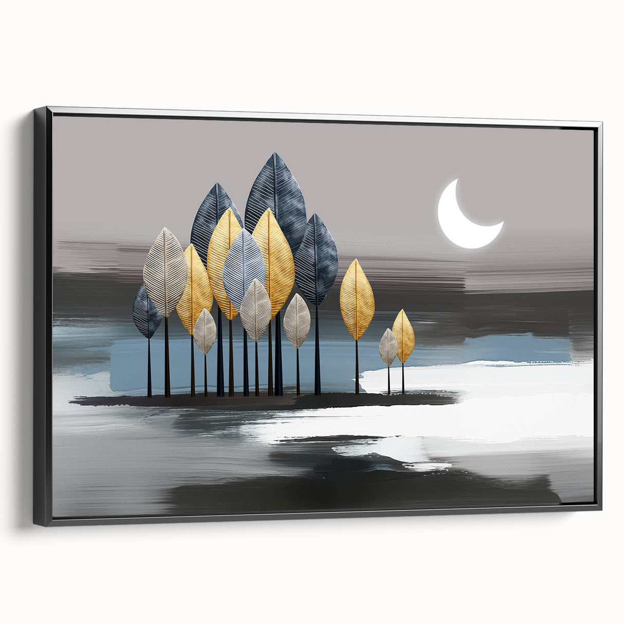 Framed abstract wall art showcasing dynamic strokes and lines in black and white, perfect for modern home decor and artistic accents.