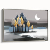 Framed abstract wall art showcasing dynamic strokes and lines in silver tones, adding modern elegance to any decor with a side view perspective.