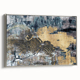 Framed canvas wall art showcasing an abstract design of colorful strokes and lines in silver tones, perfect for modern home decor, offering a stylish and contemporary aesthetic.