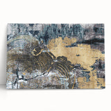 Abstract canvas wall art featuring colorful strokes and lines in vibrant hues of blue, orange, and yellow. This design adds a modern touch to any interior decor.