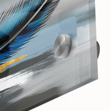 Abstract wall art design featuring colorful strokes and lines on acrylic glass, showcasing vibrant hues and modern artistic flair for home decor.