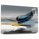 Abstract wall art piece showcasing vibrant strokes and lines in a modern design, displayed in a sleek acrylic glass frame, ideal for contemporary decor.