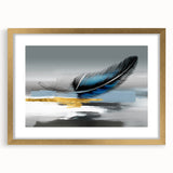 Abstract strokes and lines design wall art in a gold frame with matting, showcasing a modern aesthetic perfect for contemporary decor.