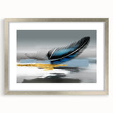 Abstract wall art print showcasing colorful strokes and lines in a silver frame with a mat, perfect for modern home decor or office aesthetics.