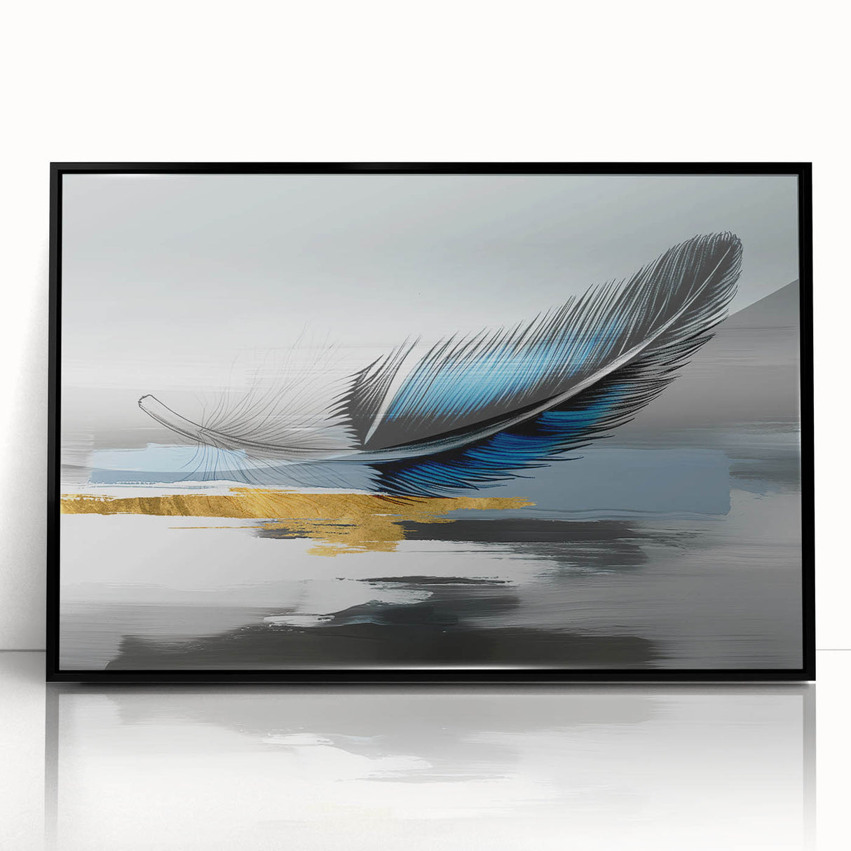 Framed abstract wall art featuring dynamic strokes and lines in black and white, perfect for modern decor and enhancing any living space.