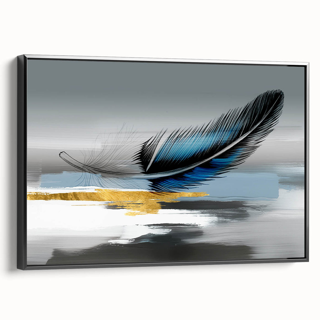 Framed wall art featuring an abstract design of colorful strokes and lines on a black canvas, showcasing a modern artistic aesthetic.