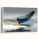 Framed abstract wall art featuring vibrant strokes and lines in bold colors, set against a white background, showcasing modern artistic design.