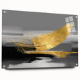 Acrylic wall art collection showcasing an abstract design with colorful strokes and lines, displayed in a modern setting with pins for hanging.