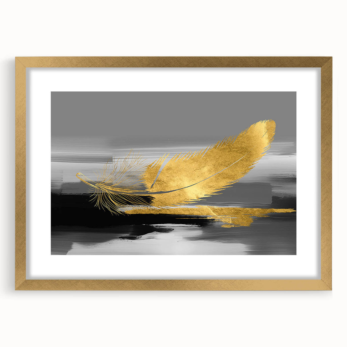 Abstract strokes and lines design wall art collection in a gold frame with a mat, showcasing modern elegance and vibrant colors for stylish decor.
