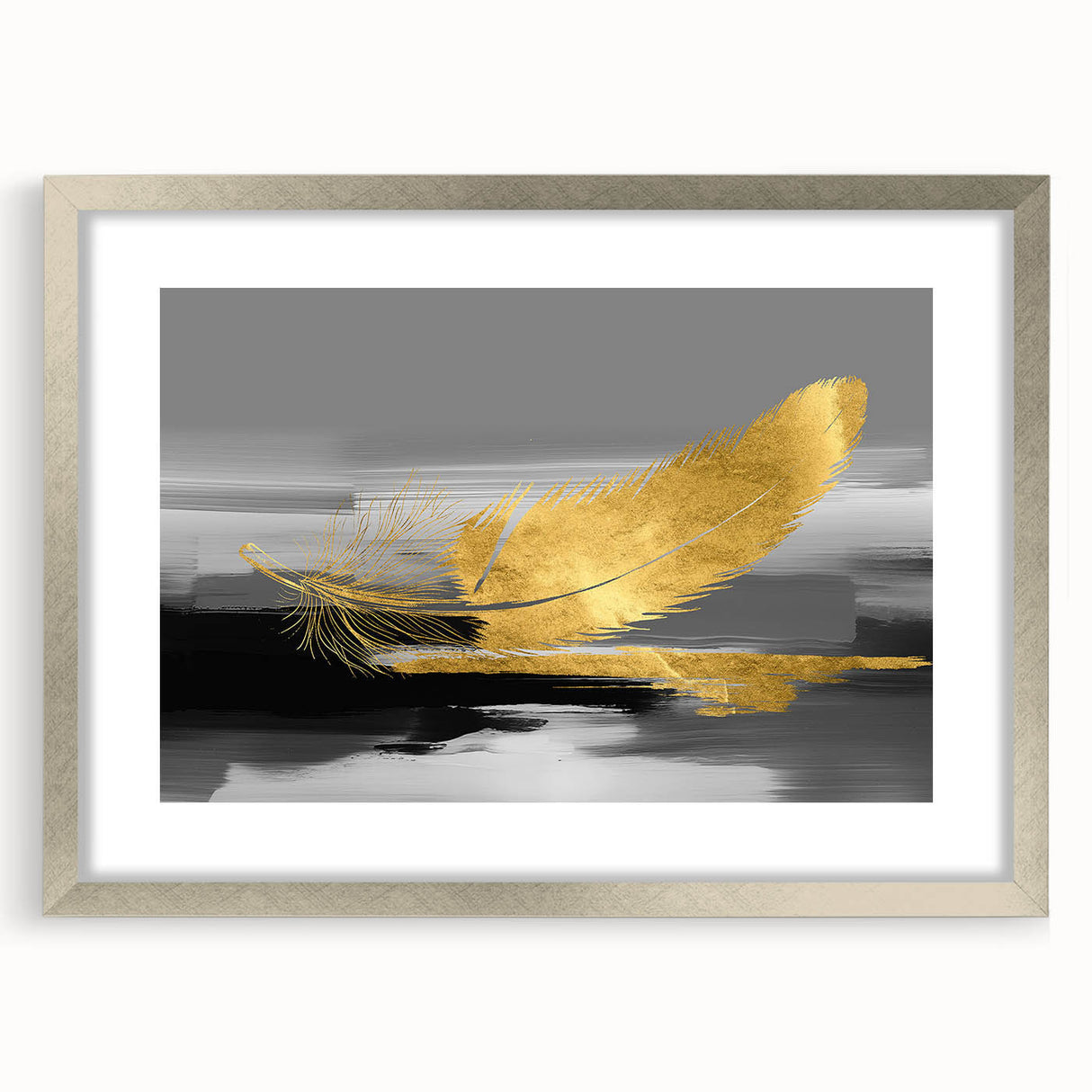 Abstract wall art print showcasing elegant strokes and lines in soft pastel colors, framed with a silver mat for a modern decor aesthetic.
