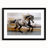 Framed abstract wall art featuring vibrant strokes and lines in bold colors, set against a sleek black frame with a mat, ideal for modern decor.