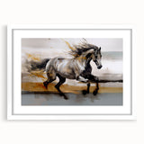 Framed abstract wall art featuring colorful strokes and lines in a modern design, set against a white mat and frame, perfect for contemporary decor.