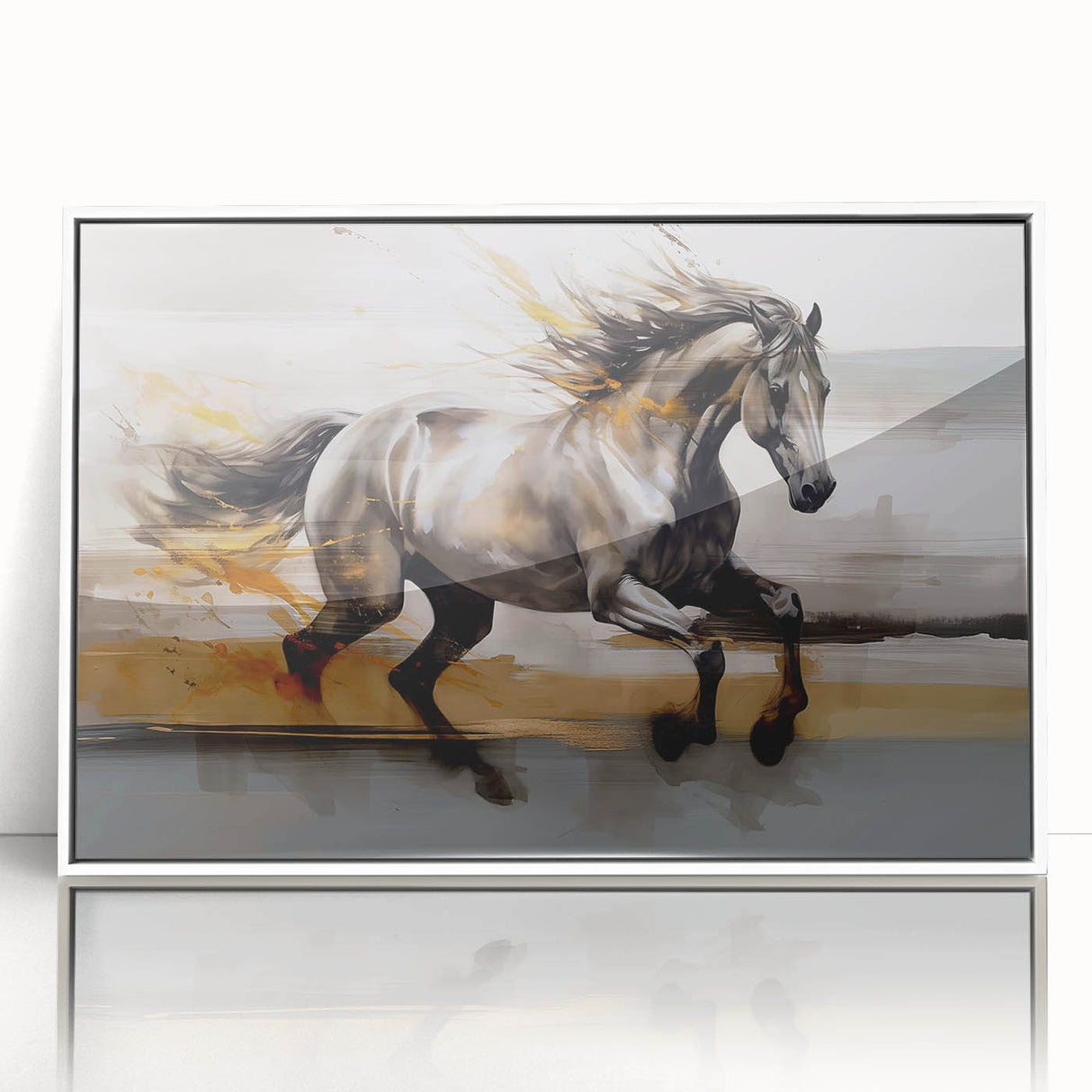 Framed abstract wall art featuring strokes and lines in vibrant colors, displayed against a white background, perfect for modern decor.