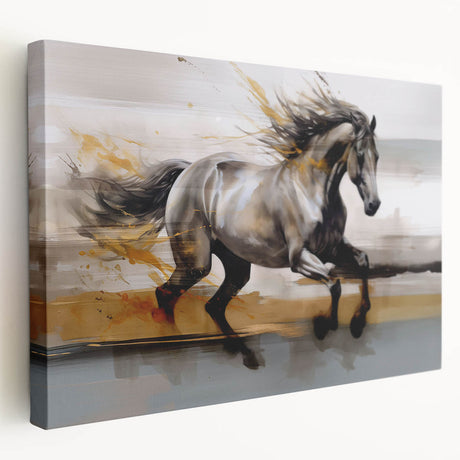 Stretched canvas wall art displaying an abstract design of colorful strokes and lines, showcasing vibrant hues and dynamic movement, ideal for modern decor.