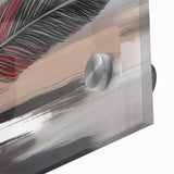 Close-up of an abstract wall art design showcasing vibrant strokes and lines in rich colors, featuring a modern acrylic glass finish for contemporary decor.