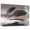 Abstract strokes and lines wall art design printed on acrylic glass, showcasing vibrant colors and a sleek side view, ideal for modern decor.