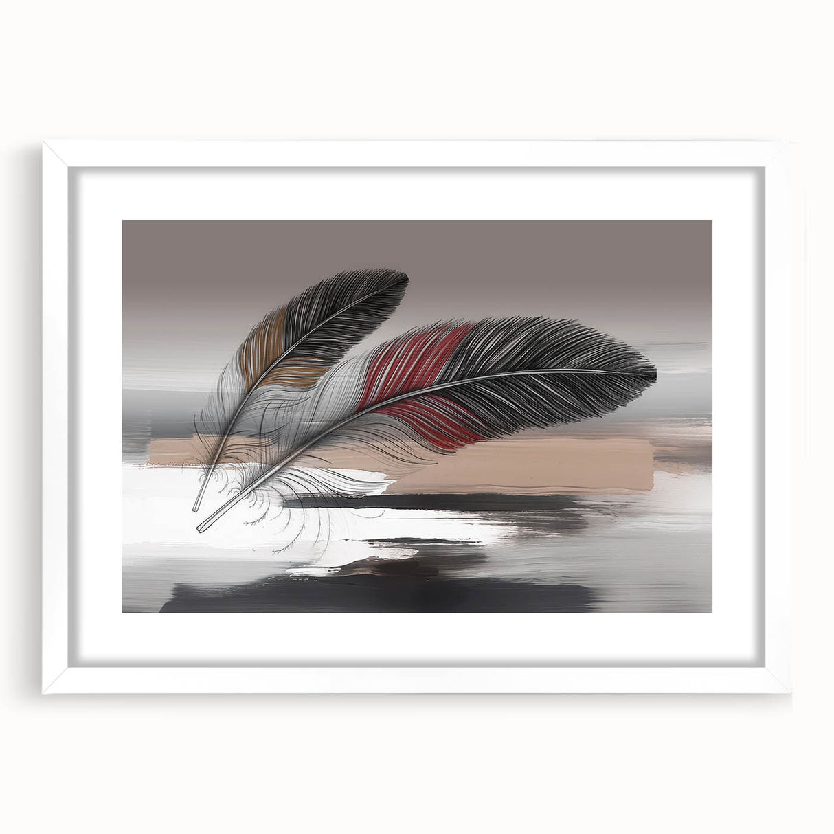 Abstract wall art featuring colorful strokes and lines in a stylish white frame, perfect for modern home decor. The design showcases vibrant hues and dynamic patterns that enhance any living space.