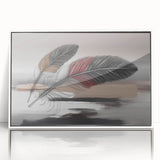 Framed wall art showcasing an abstract design with colorful strokes and lines, set in a modern white frame, perfect for contemporary decor.