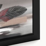 Close-up of an abstract strokes and lines design in vibrant colors on a framed canvas, showcasing modern wall art ideal for contemporary decor.