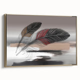 Framed canvas wall art showcasing an abstract design with gold strokes and lines, elegantly displayed from the side to highlight its luxurious texture.