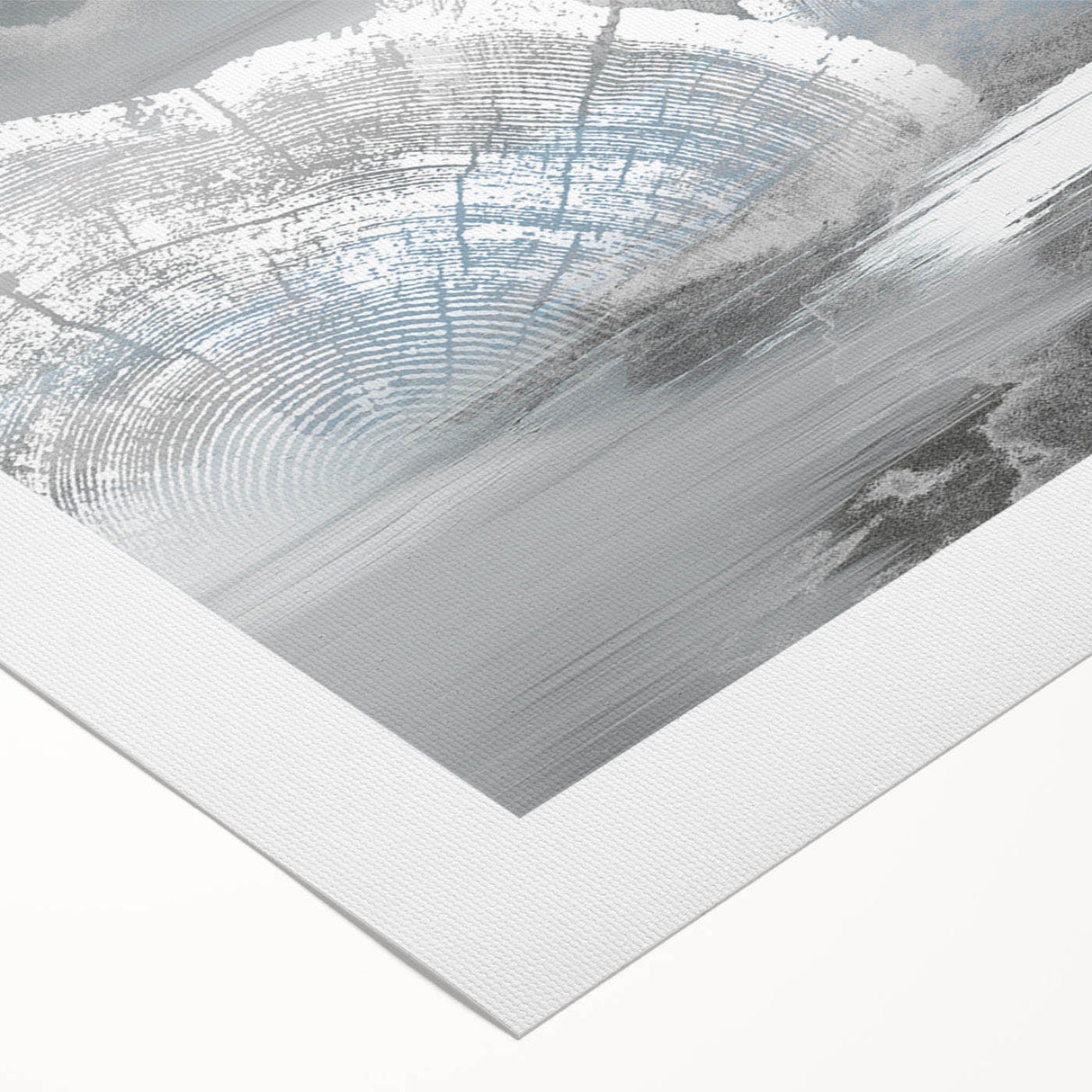 Abstract wall art design featuring vibrant strokes and lines in shades of blue, orange, and yellow, printed on quality rolled canvas for modern decor. Perfect for adding artistic flair to any living space or office.