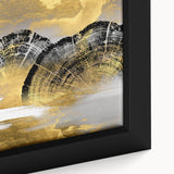 Close-up of an abstract strokes and lines design wall art piece, showcasing vibrant colors and intricate details on a framed canvas, perfect for modern decor.