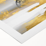 Abstract strokes and lines design in a colorful wall art canvas print, showcasing vibrant hues of blue, orange, and yellow for modern decor aesthetics. Ideal for enhancing artistic spaces and contemporary interiors.