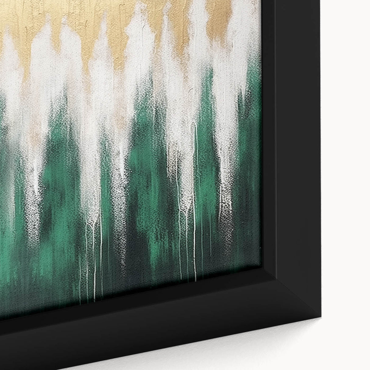 Close-up of a framed canvas wall art piece showcasing an abstract design with colorful strokes and lines, perfect for modern home decor accents.