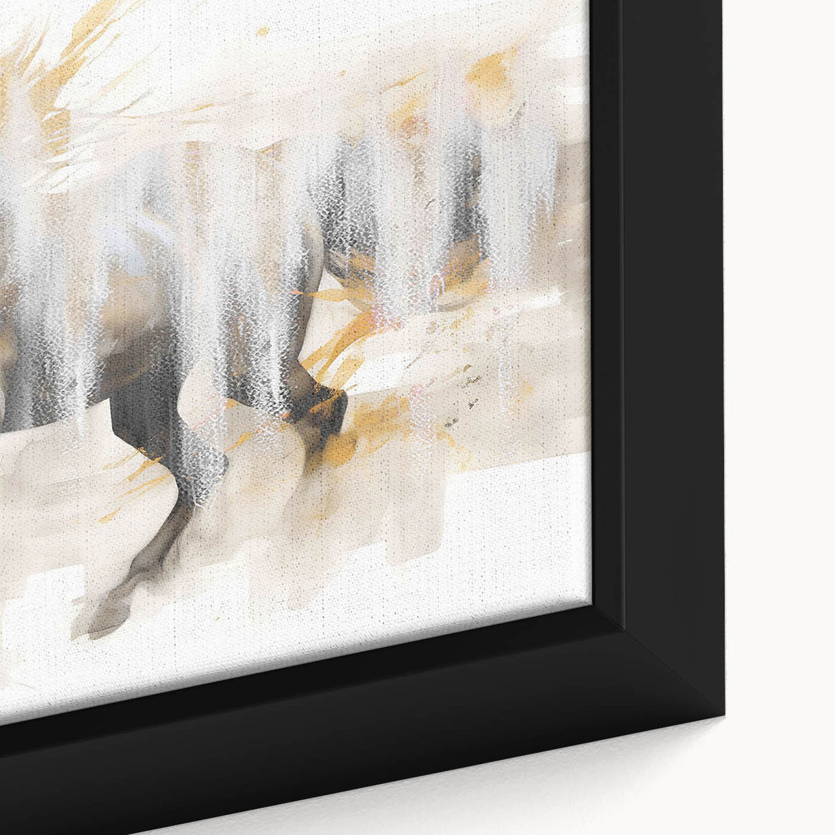 Close-up of an abstract strokes and lines design in a framed wall art piece, showcasing vibrant colors and intricate patterns, perfect for modern decor.