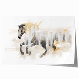Abstract wall art featuring vibrant strokes and lines in shades of blue, orange, and white, ideal for modern home decor or office settings. The rolled print offers a contemporary aesthetic that enhances any interior space.