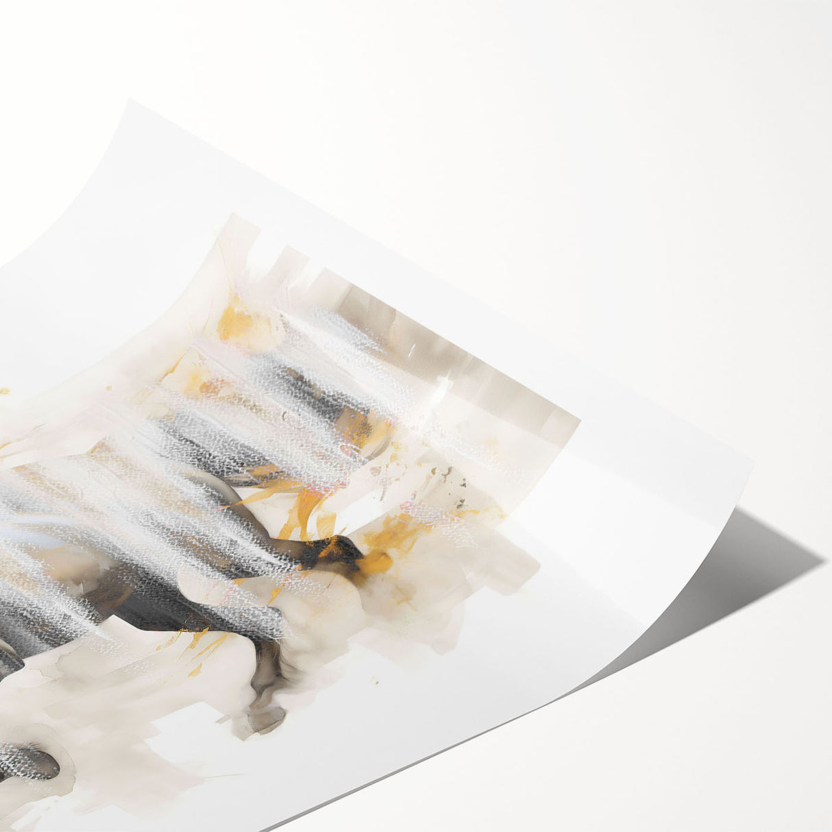 Abstract wall art print showcasing vibrant strokes and lines in a modern design, ideal for contemporary decor. The rolled canvas highlights a blend of colors, perfect for enhancing living spaces or art collections.