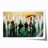 Abstract wall art print featuring colorful strokes and lines in vibrant hues of blue, yellow, and red, ideal for modern home decor or office spaces.