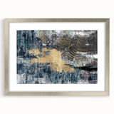 Abstract strokes and lines wall art featuring a silver-framed design with a mat, perfect for modern decor. Ideal for enhancing contemporary living spaces.