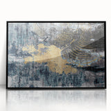 Framed wall art featuring an abstract design of colorful strokes and lines in a modern style, showcasing a black frame that enhances the vibrant colors, perfect for contemporary home decor.