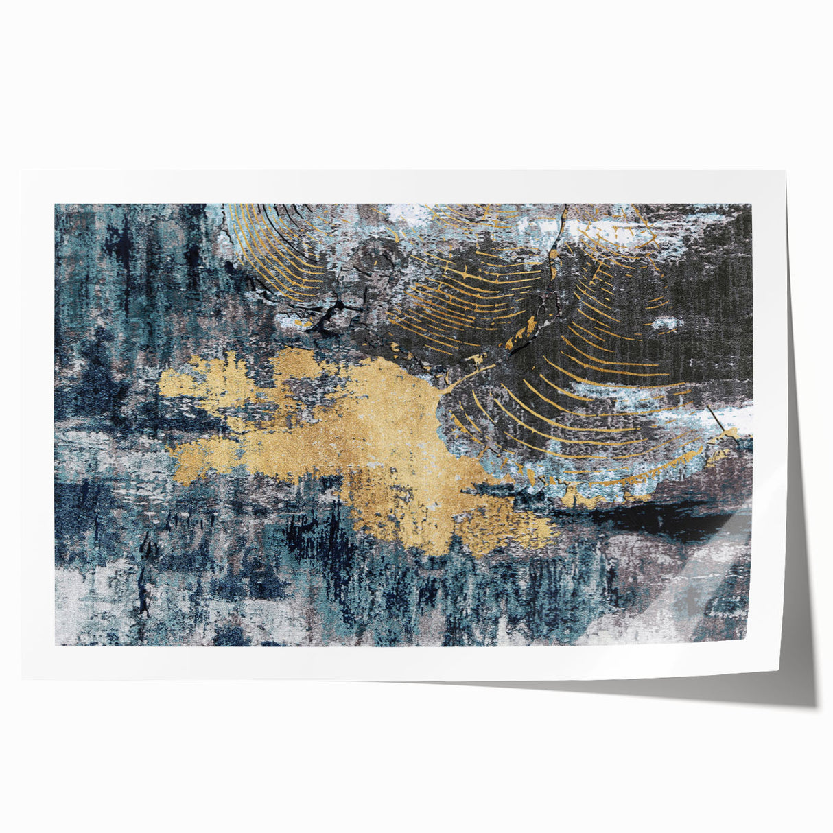 Abstract wall art print showcasing vibrant strokes and lines in shades of blue, yellow, and pink, ideal for modern home decor. Perfect for artistic interiors and enhancing living spaces.
