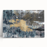 Abstract canvas wall art showcasing vibrant strokes and lines in a colorful design, perfect for modern decor, featuring a mix of blues, yellows, and reds.