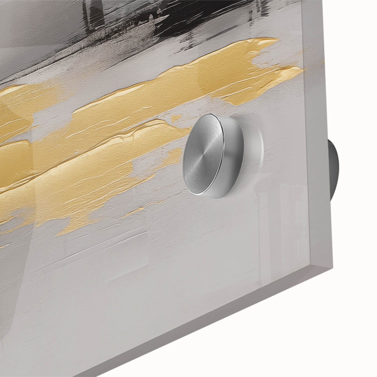 Close-up of an abstract strokes and lines design in vibrant colors, showcasing a modern wall art piece made from acrylic glass, ideal for contemporary decor.