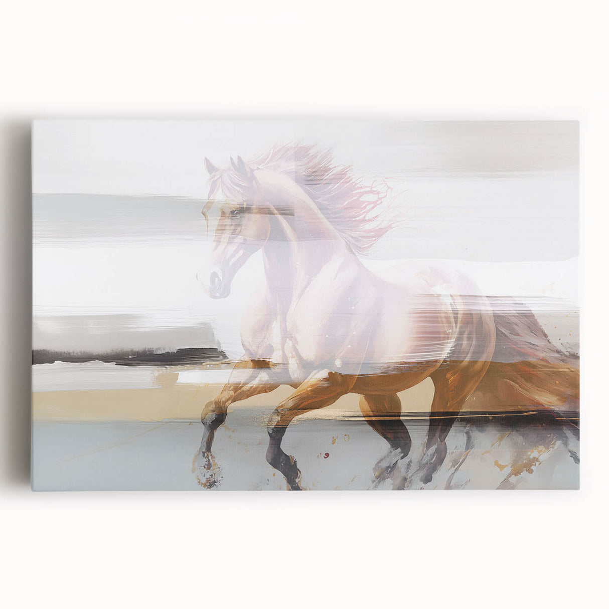 Colorful abstract strokes and lines on stretched canvas, showcasing a contemporary design ideal for modern home decor, enhancing any living space with artistic flair.