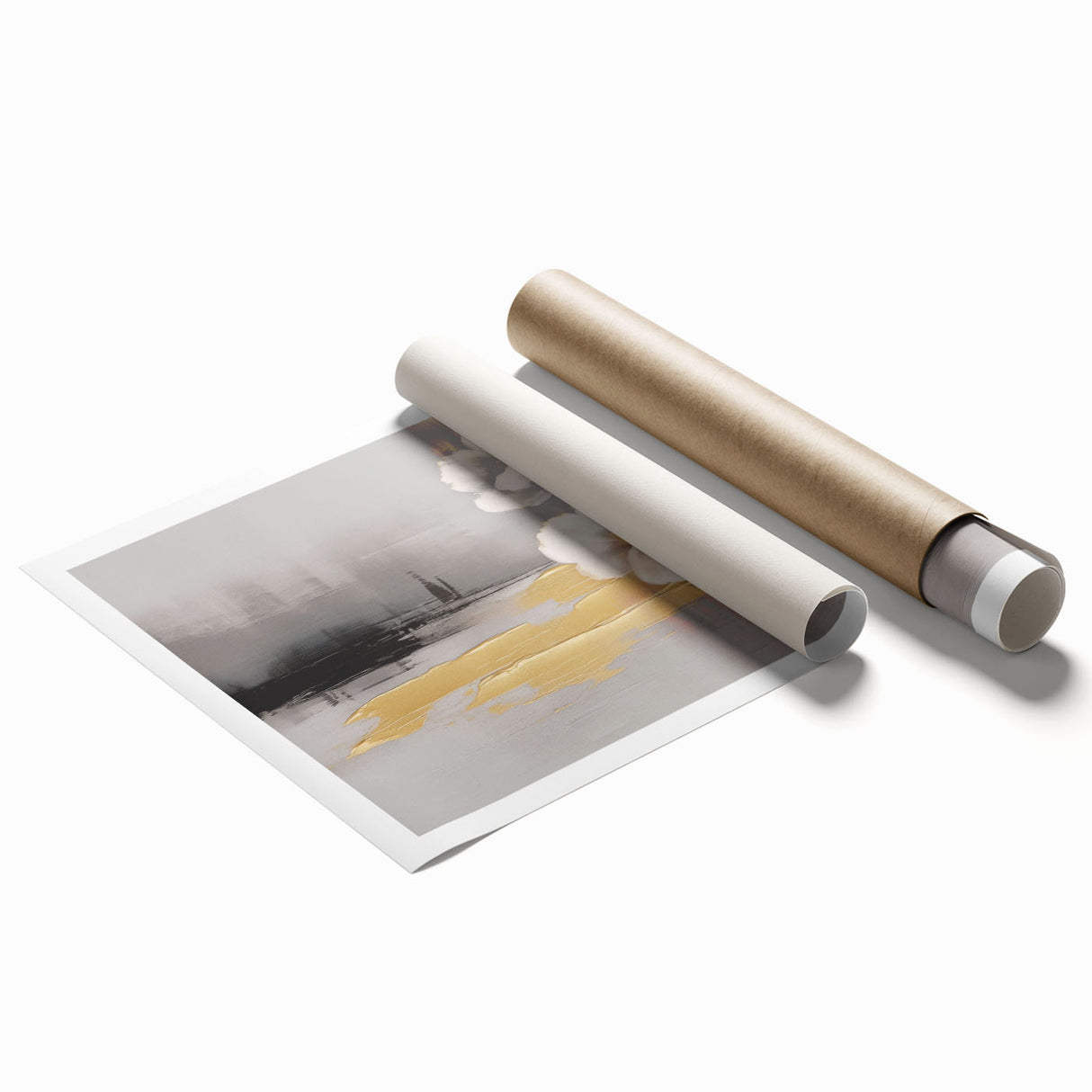 Abstract wall art print featuring a vibrant design of colorful strokes and lines, ideal for modern home decor, presented in a rolled format for easy framing.