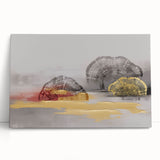 Abstract canvas wall art design featuring vibrant strokes and lines in shades of blue, yellow, and pink, perfect for modern home decor or art collection.