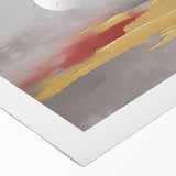 Abstract strokes and lines design on rolled canvas wall art, showcasing a vibrant color palette of blues, oranges, and yellows, ideal for contemporary decor.