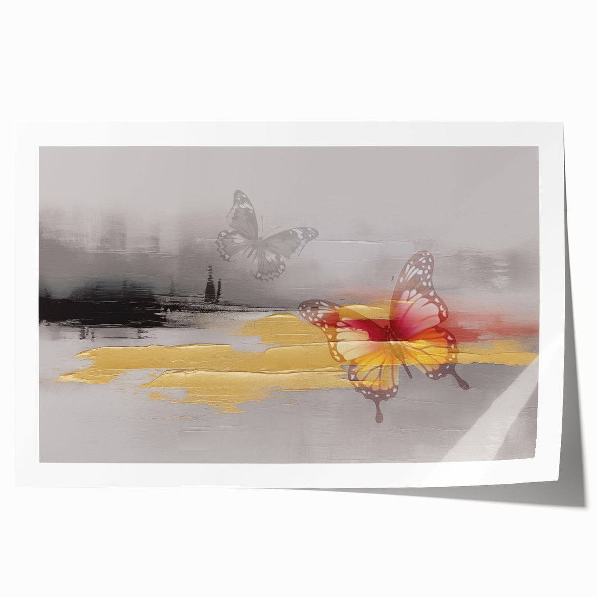 Abstract strokes and lines in vibrant colors create a modern wall art design, rolled for easy shipping, perfect for contemporary home decor.