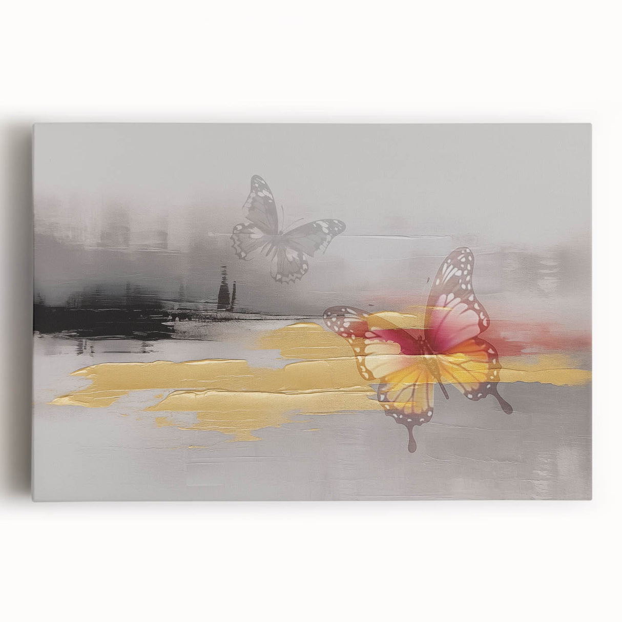Abstract strokes and lines design on stretched canvas, showcasing vibrant colors and dynamic patterns, perfect for modern home decor or art collection.