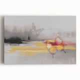 Abstract strokes and lines design on stretched canvas, showcasing vibrant colors and dynamic patterns, perfect for modern home decor or art collection.