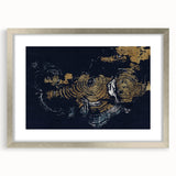 Abstract strokes and lines design in a silver frame with matting, showcasing modern wall art collection. Ideal for enhancing contemporary home decor, this piece adds a touch of elegance to any setting.