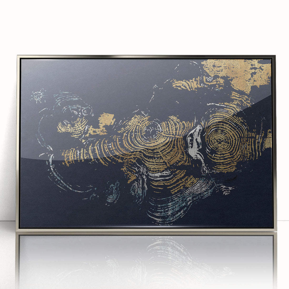 Framed wall art featuring an abstract design of colorful strokes and lines in silver accents, perfect for modern decor, enhancing any living space with vibrant elegance.