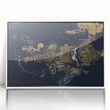 Framed wall art showcasing an abstract design of strokes and lines in vibrant colors against a white background, perfect for modern decor.