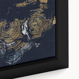 Framed abstract wall art showcasing colorful strokes and lines on canvas, highlighting vibrant hues of blue, yellow, and red, perfect for modern decor.